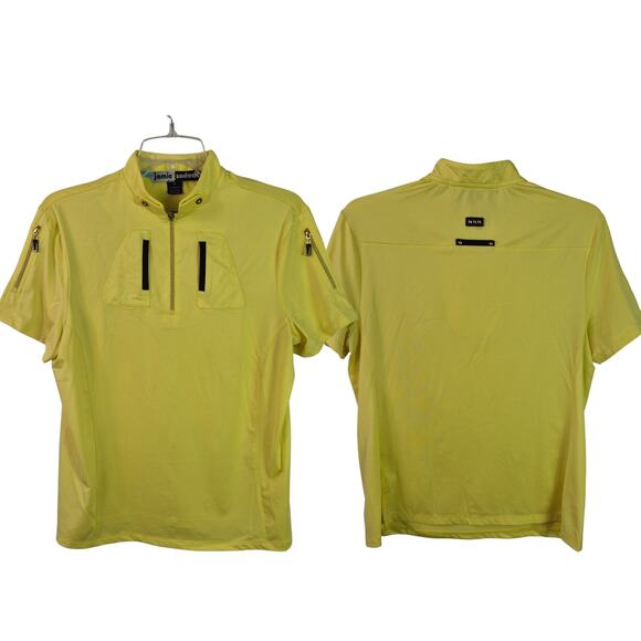 Jamie Sadock Yellow Black Short Sleeve Activewear Top Shirt M - Picture 1 of 1